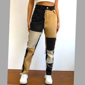 Colorblock spliced pants